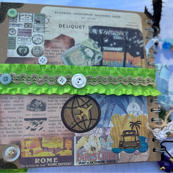 Handmade Vintage Travel Worldly Theme Junk Journal Scrapbook One of a Kind - Picture 2 of 16